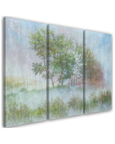 Canvas print for living room - Trees on a misty meadow watercolour | FEEBY