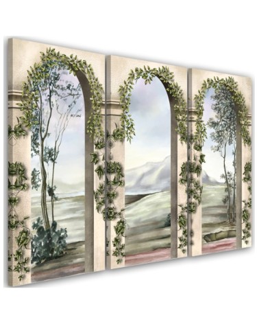Canvas print for living room - Columns and arches with ivy | FEEBY