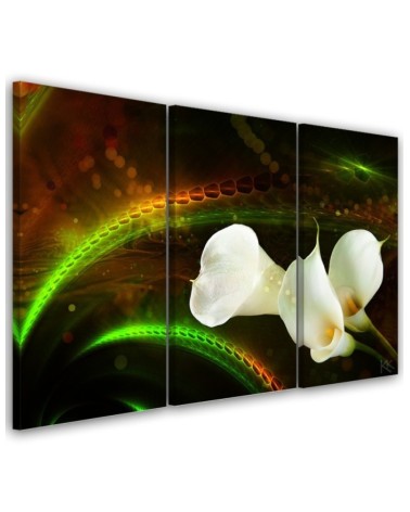 Calla lily white flowers - Living room triptych painting | FEEBY