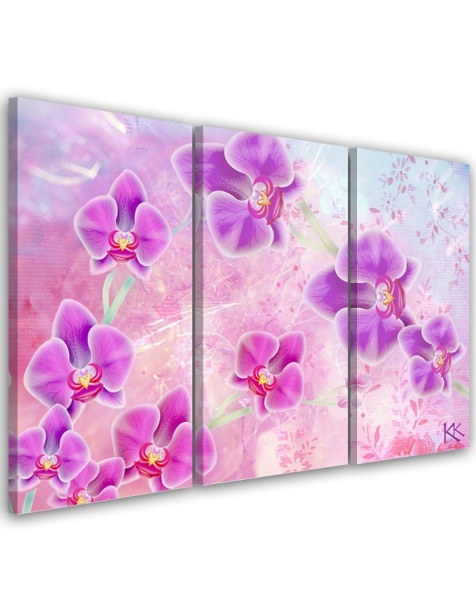 Nowoczesny obraz wieloczęściowy - Orchidea Kwiaty Abstrakcja | FEEBY