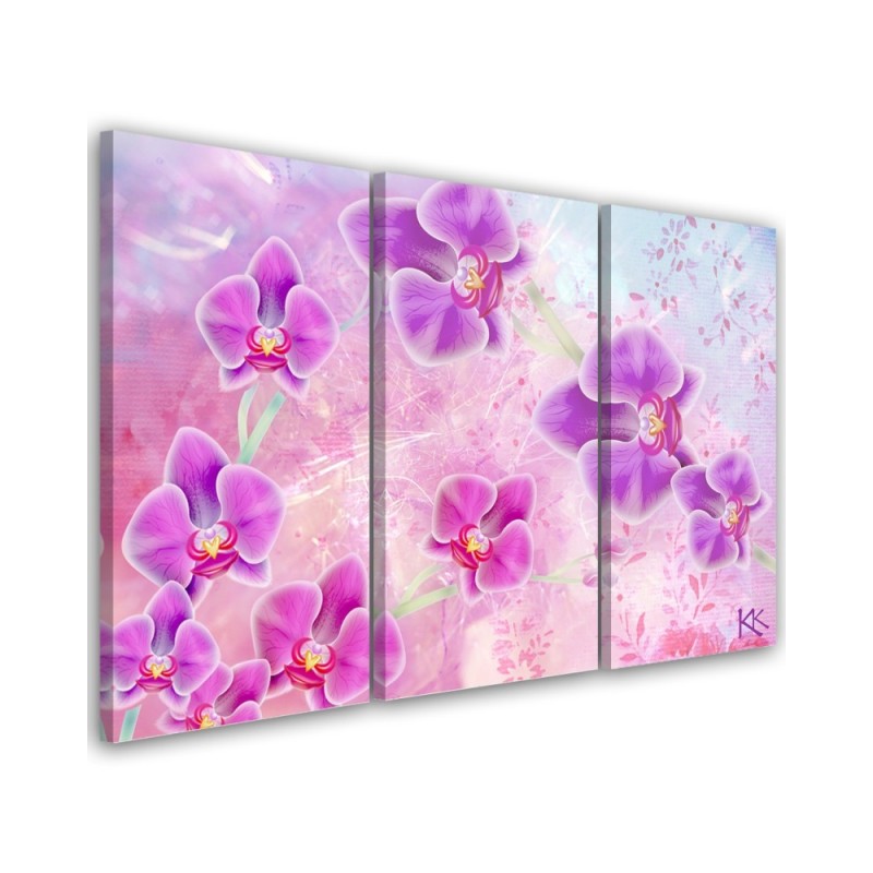 Nowoczesny obraz wieloczęściowy - Orchidea Kwiaty Abstrakcja | FEEBY