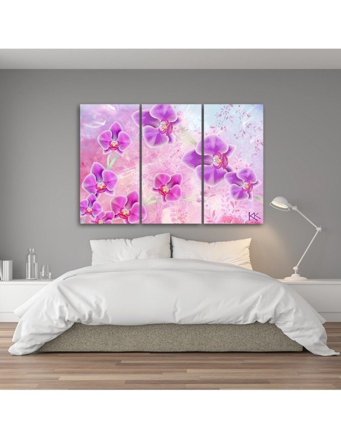 Nowoczesny obraz wieloczęściowy - Orchidea Kwiaty Abstrakcja | FEEBY