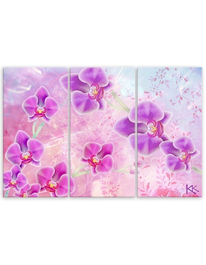 Modern multi-panel painting - Orchid Flowers Abstract | FEEBY