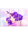 Obraz do salonu 3 częściowy - Fioletowy kwiat orchidei | FEEBY