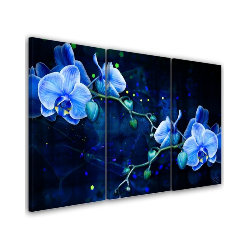 Modern Canvas painting for living room - Blue orchid flower | FEEBY