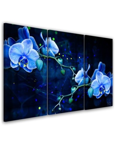 Modern Canvas painting for living room - Blue orchid flower | FEEBY
