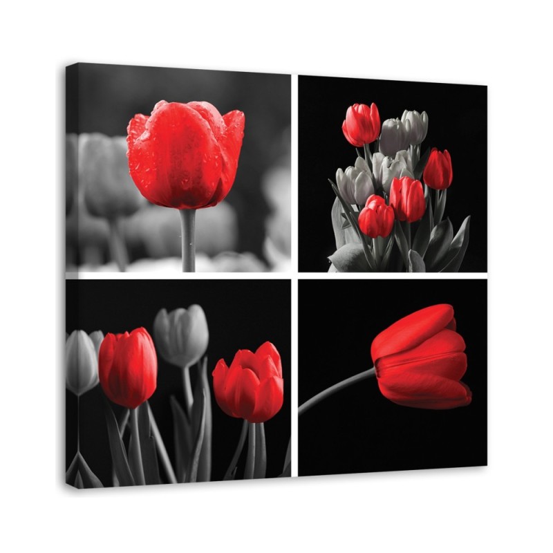 Wandbild für Wohnzimmer - Rote Tulpen Blumen | Feeby