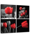 Modern bedroom Canvas painting - Set of red tulips | FEEBY