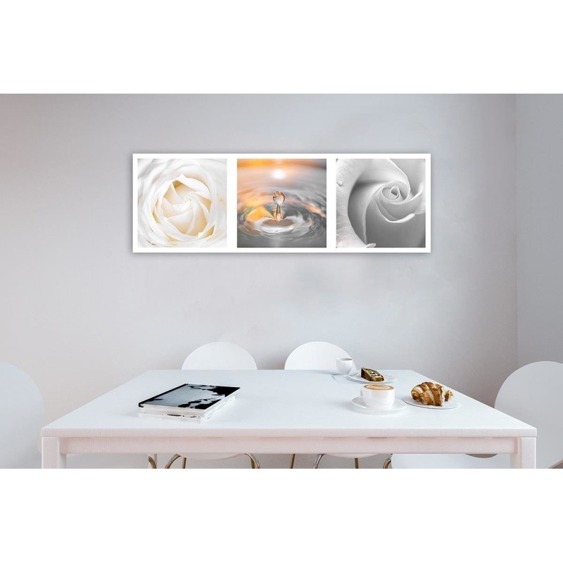 Leinwandbild - Rose Blumen mit Tropfen | Feeby