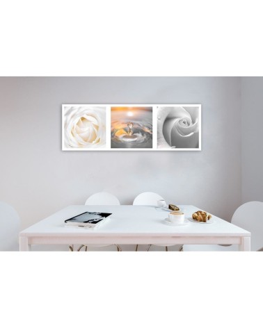 Leinwandbild - Rose Blumen mit Tropfen | Feeby