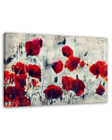 Painted red poppies in a meadow - Canvas print | FEEBY