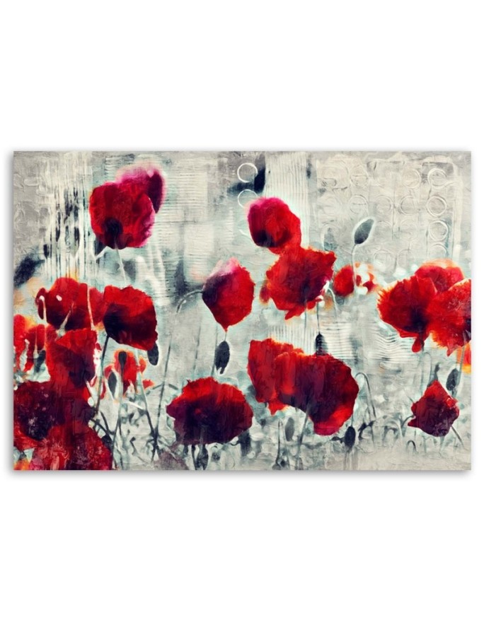 Painted red poppies in a meadow - Canvas print | FEEBY