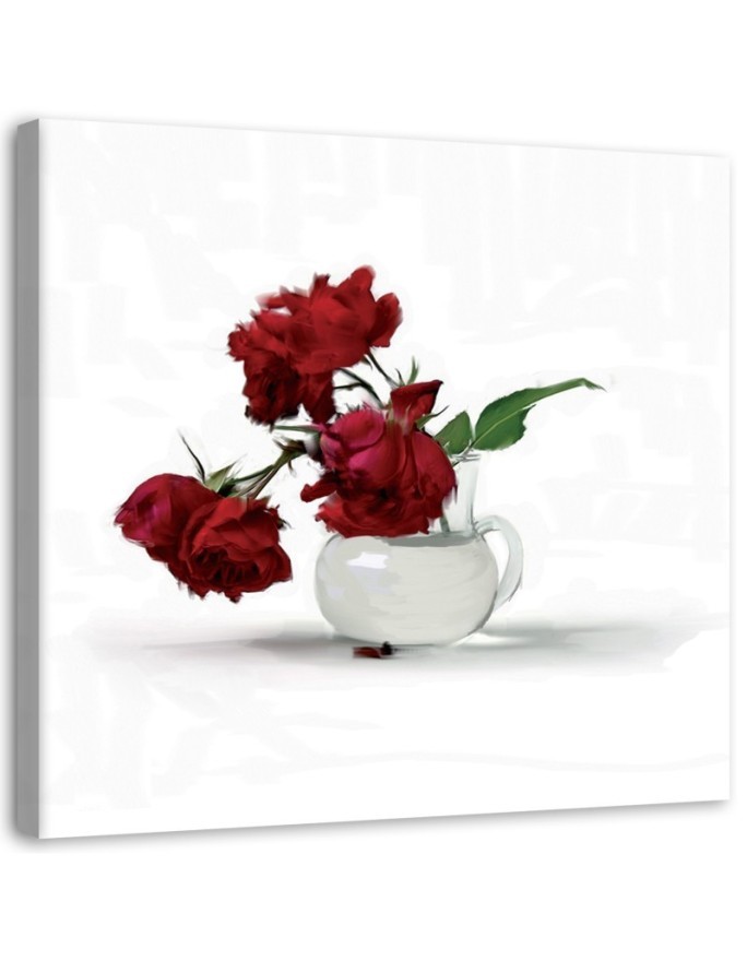 Bild auf Leinwand - Rote Rosen in einer Vase | Feeby