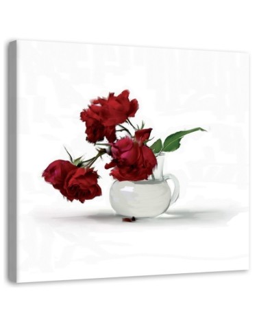 Bild auf Leinwand - Rote Rosen in einer Vase | Feeby