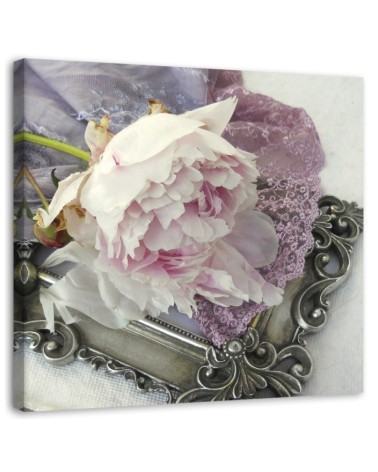 Modernes Wandbild - Rose Blumen auf einem Spiegel | Feeby