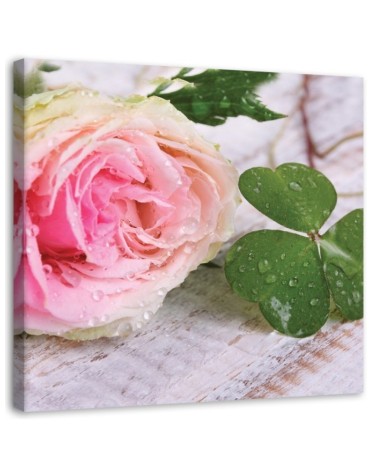 Modern Canvas painting for bedroom - Rose and clover | FEEBY