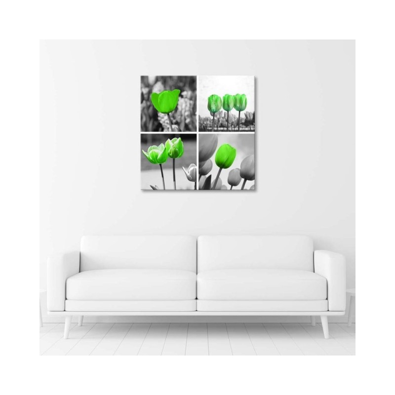 Leinwandbild - Satz grüne Tulpen | Feeby