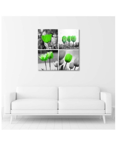 Leinwandbild - Satz grüne Tulpen | Feeby