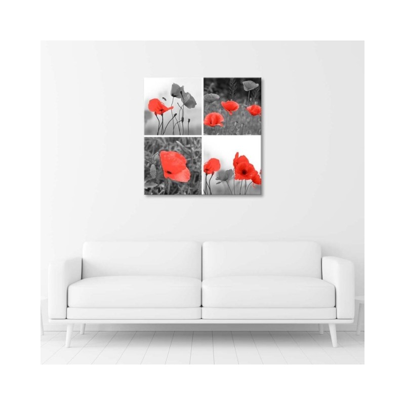 Leinwandbild - Satz rote Mohnblumen | Feeby