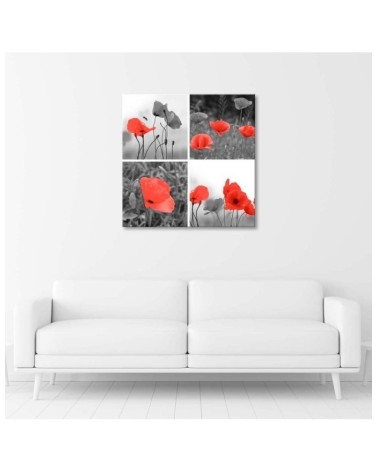 Leinwandbild - Satz rote Mohnblumen | Feeby