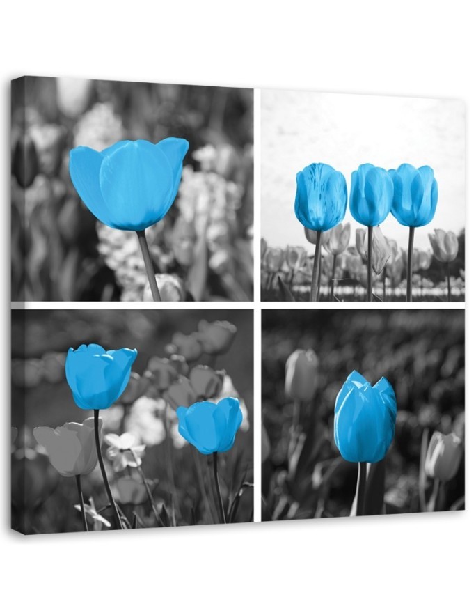 Modernes Wandbild - Satz blaue Tulpen | Feeby