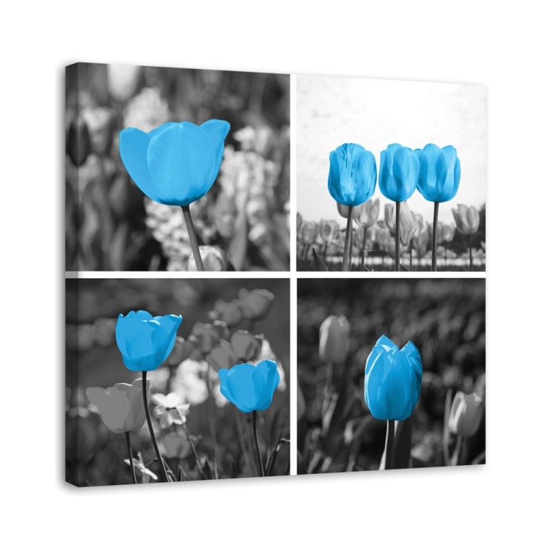 Modernes Wandbild - Satz blaue Tulpen | Feeby