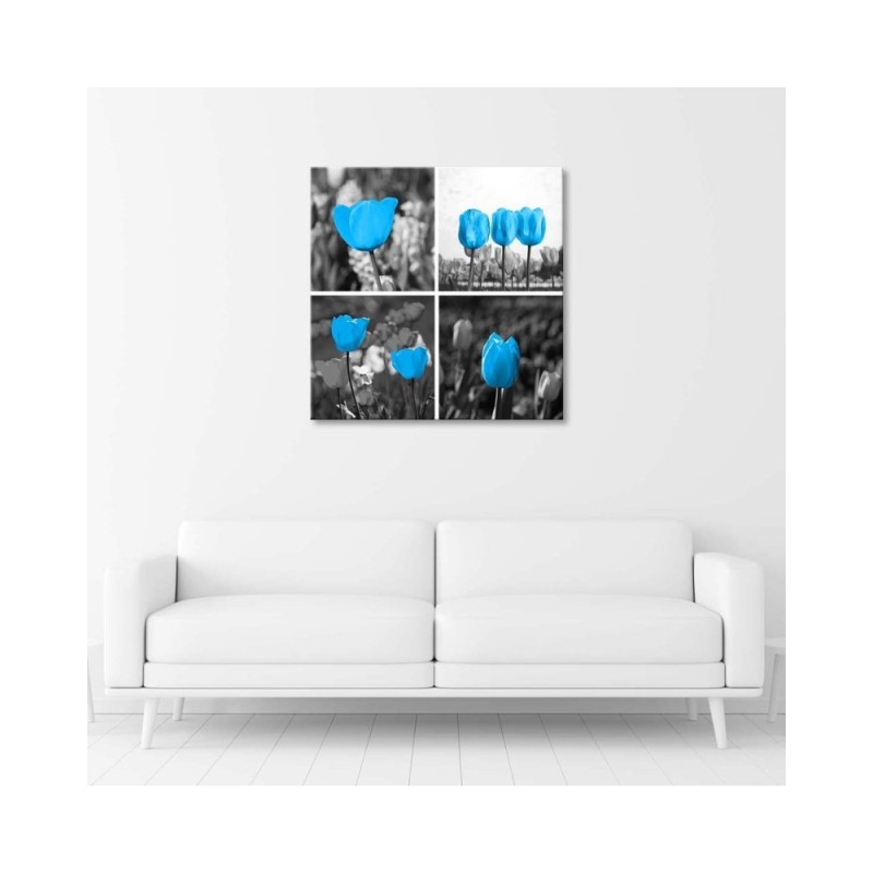 Modernes Wandbild - Satz blaue Tulpen | Feeby