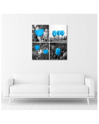 Modernes Wandbild - Satz blaue Tulpen | Feeby