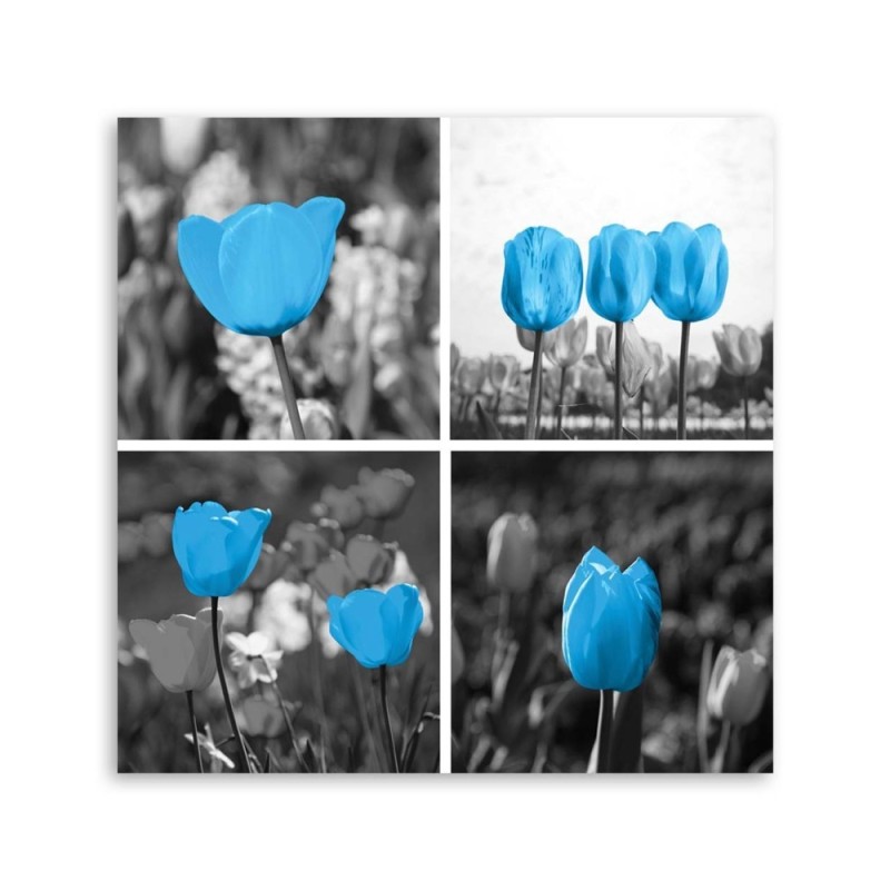 Modernes Wandbild - Satz blaue Tulpen | Feeby