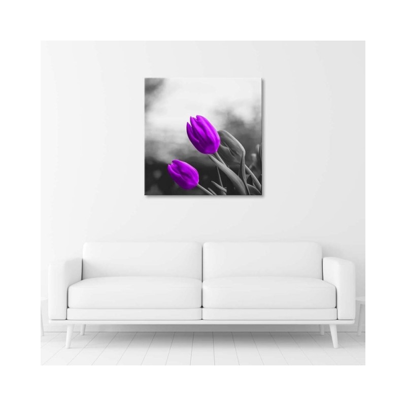 Leinwandbild modern - Zwei lila Tulpen | Feeby