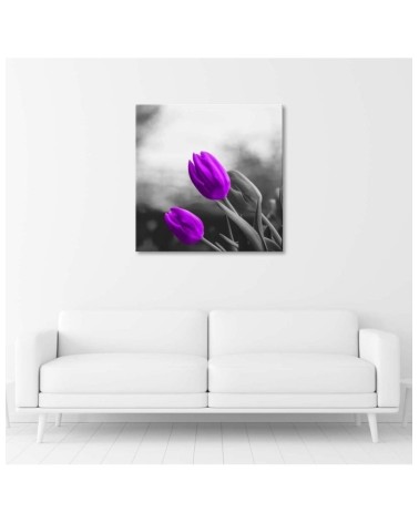 Leinwandbild modern - Zwei lila Tulpen | Feeby
