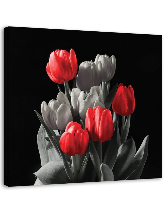 Leinwandbild - Blumenstrauß aus roten Tulpen | Feeby