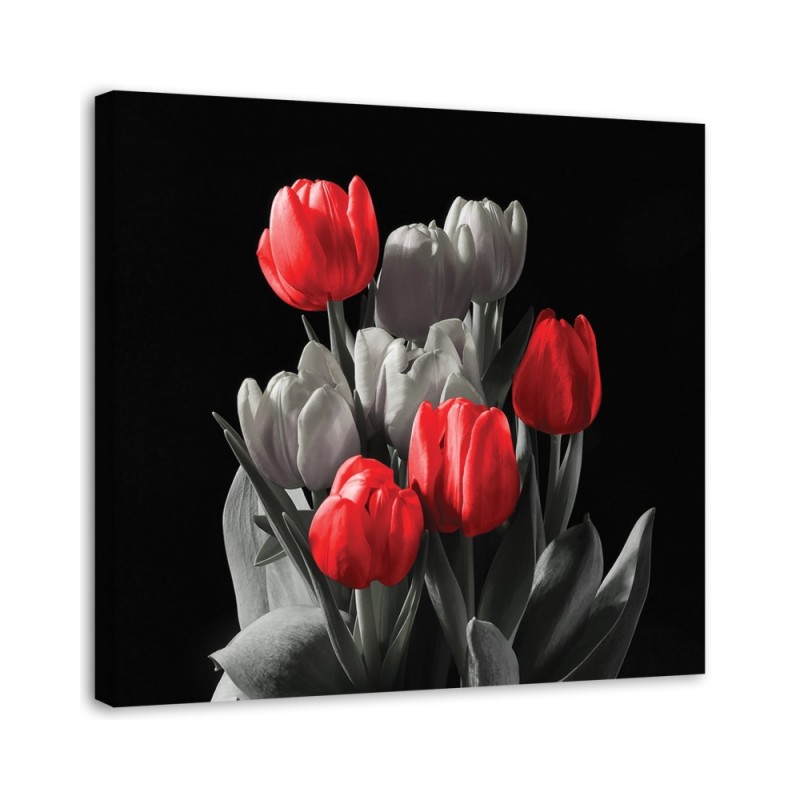 Leinwandbild - Blumenstrauß aus roten Tulpen | Feeby