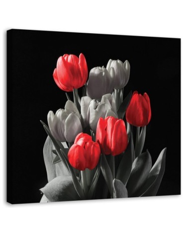 Leinwandbild - Blumenstrauß aus roten Tulpen | Feeby