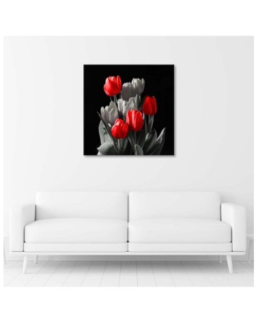 Leinwandbild - Blumenstrauß aus roten Tulpen | Feeby
