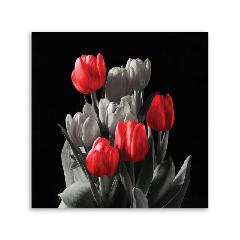 Leinwandbild - Blumenstrauß aus roten Tulpen | Feeby