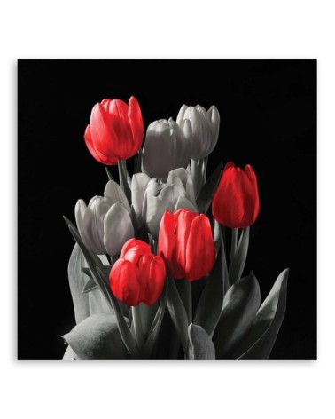 Leinwandbild - Blumenstrauß aus roten Tulpen | Feeby