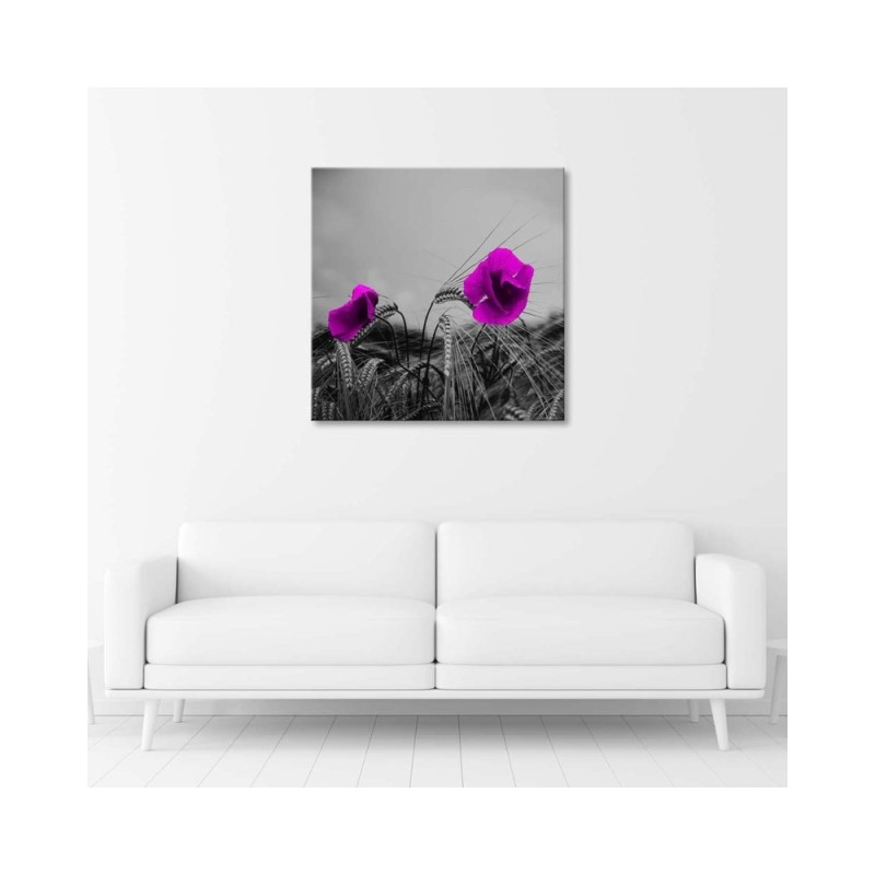 Leinwanddruck - Lila Mohnblumen und Mais | Feeby