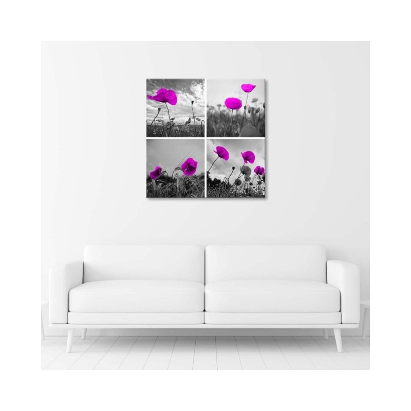 Leinwandbild - Lila Mohnblumen | Feeby