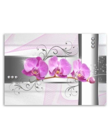 Leinwandbild - Orchideen - abstrakt auf grauem Hintergrund | Feeby