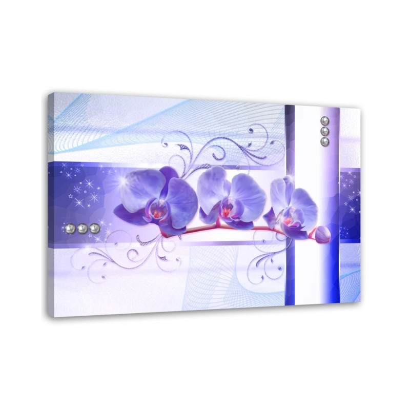 Leinwandbild - Orchideen - abstrakt auf lila Hintergrund | Feeby