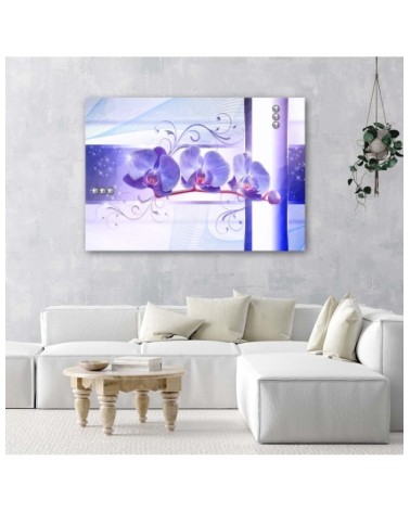 Leinwandbild - Orchideen - abstrakt auf lila Hintergrund | Feeby