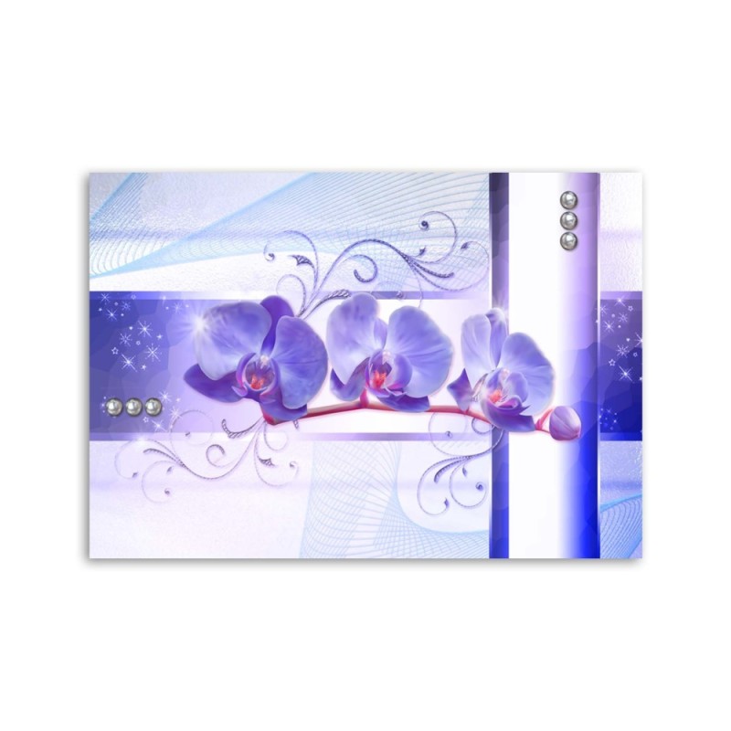 Leinwandbild - Orchideen - abstrakt auf lila Hintergrund | Feeby