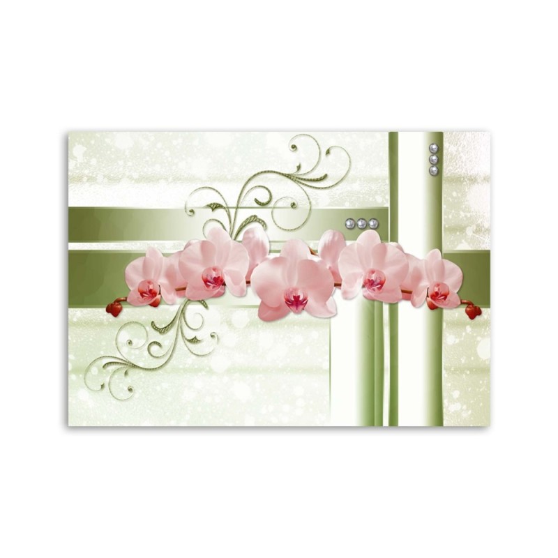 Bild - Orchideen - abstrakt auf khakifarbenem Hintergrund | Feeby