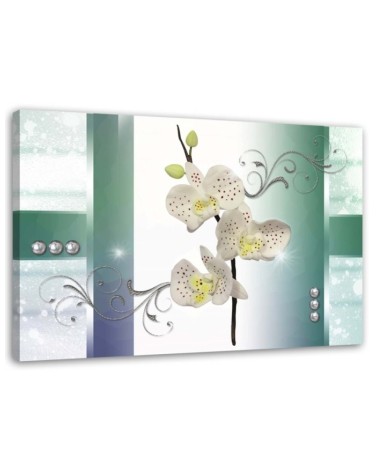Canvas print - Orchids abstract mint | FEEBY