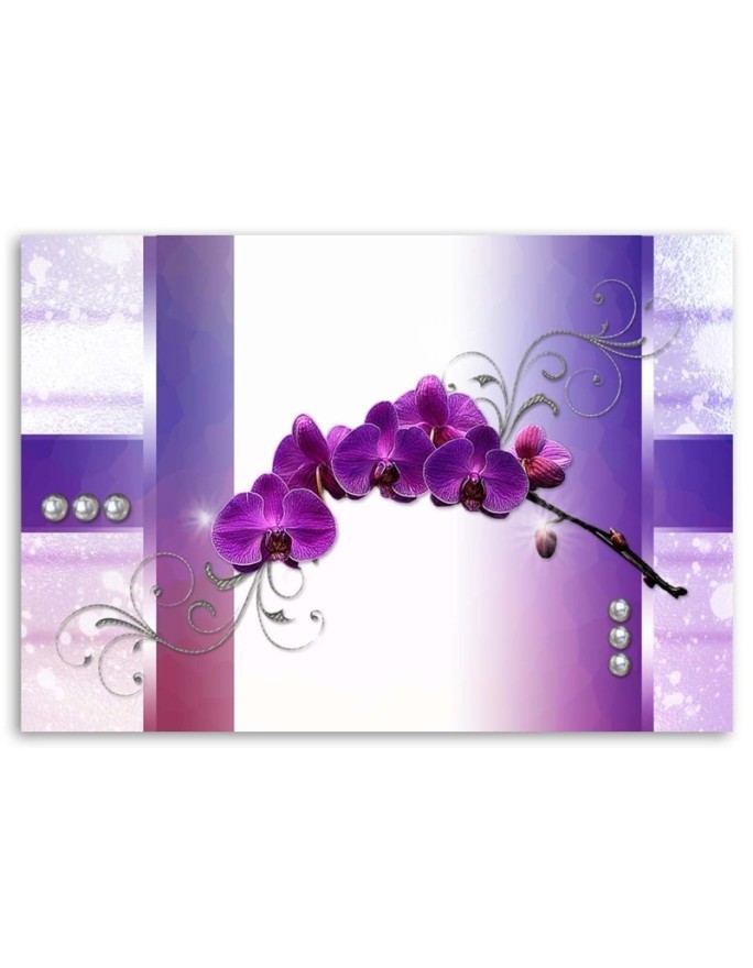 Modern Canvas painting for living room - Purple orchids abstract | FEEBY