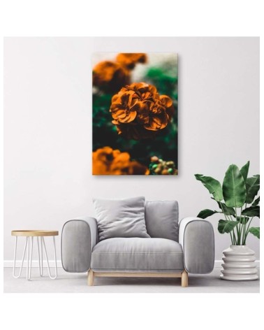 Dekoratives Leinwandbild - Orangefarbene Blumen | Feeby