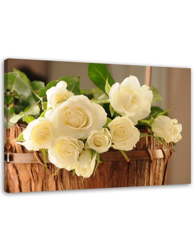 Leinwandbild - Gelbe und weiße Rosen | Feeby