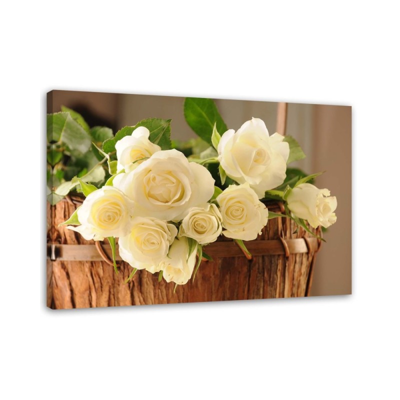 Leinwandbild - Gelbe und weiße Rosen | Feeby
