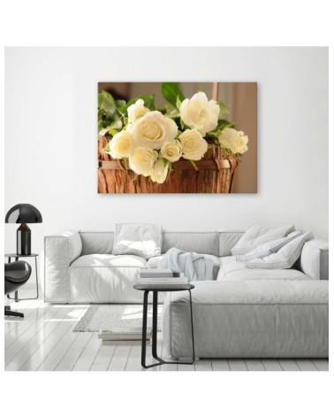 Leinwandbild - Gelbe und weiße Rosen | Feeby